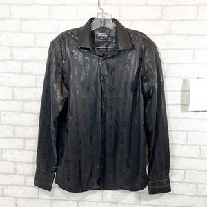 Lamasini jeans black button down shirt size small